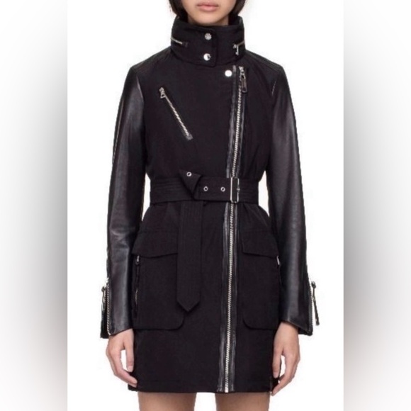 Rudsak Moira Black Belted Trench Coat Size S | Luxe Leather Layers Sleeves - Picture 11 of 11